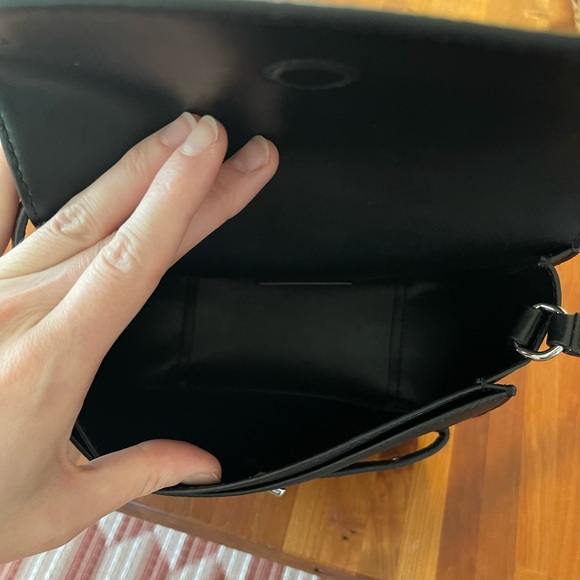 Michael Kors Emilia Black Pebbled Leather Saddle Crossbody Bag - Picture 6 of 7